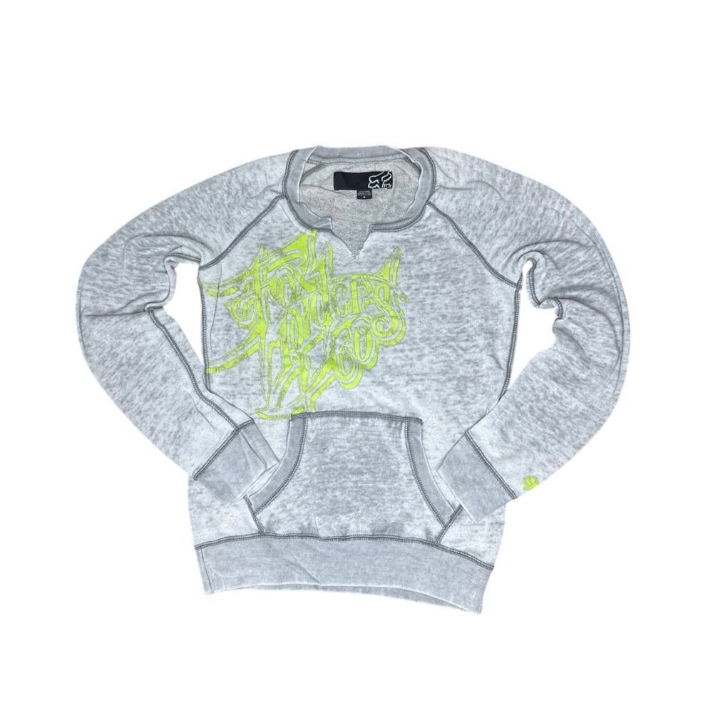 Fox Racing Women’s Pullover Size Small Gray Long Sleeve Graphic Crewneck